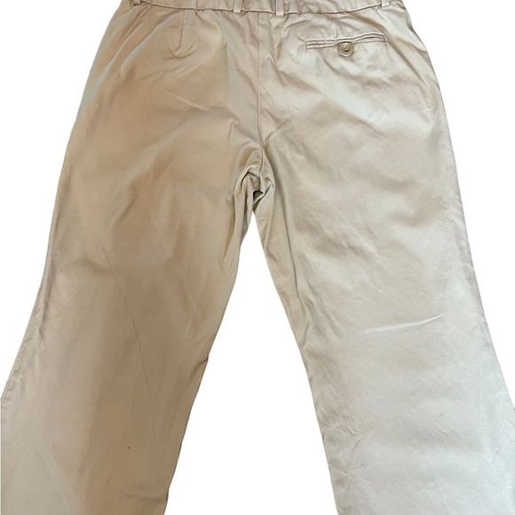 BANANA REPUBLIC Martin Tan Stretch Wide Leg Cuffed Mid Rise Khaki Pant 4 - Picture 5 of 10